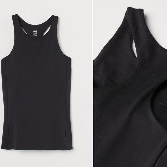 H&M Black Sports Tank Top with Bra/ Padded - Picture 1 of 1
